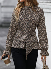 Tie-Knot Long-Sleeved Printed Shirt